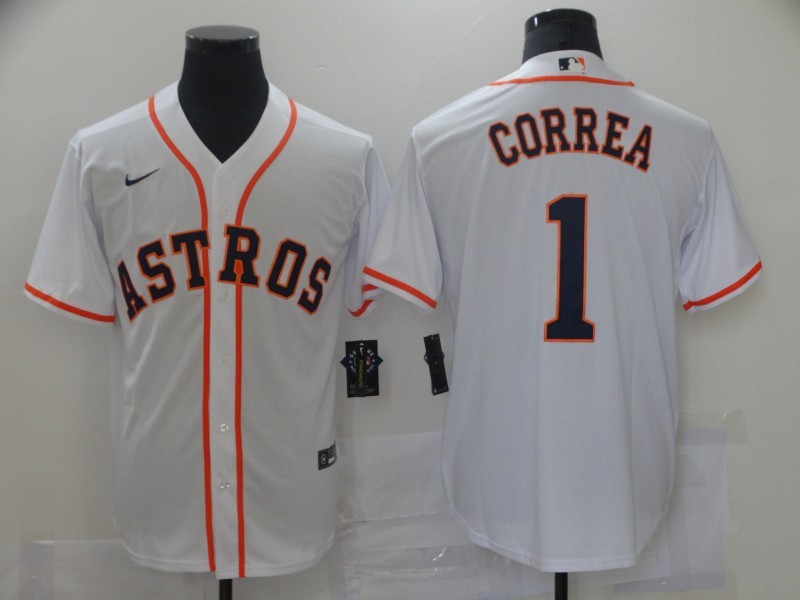 Men's Houston Astros Carlos Correa #1 White Baseball Jersey